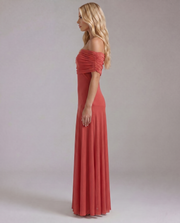Milena Draped Off Shoulder Maxi Dress Red view 3
