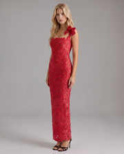 Milena Draped Off Shoulder Maxi Dress Red view 7