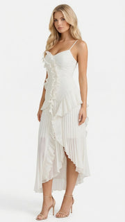 Nathalie Ruffle Maxi Dress White view 3