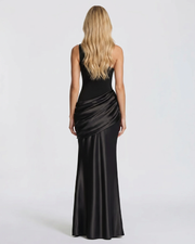 Noelle Draped Maxi Dress Black view 3