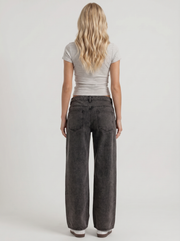 Nora Low Rise Wide Leg Denim Jeans Black Washed view 5