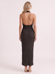 Nova Pleated Maxi Dress Black view 5