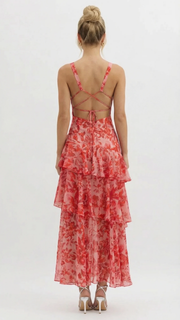 Penelope Ruffle Maxi Dress Red view 3