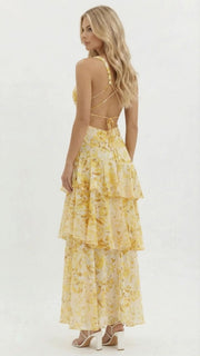 Penelope Ruffle Maxi Dress Yellow view 3