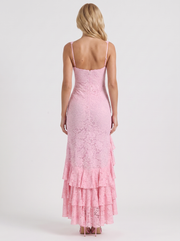 Poppy Lace Puff Sleeve Maxi Dress Light Pink view 5