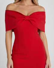 Rebecca Bow Mini Dress Red view 6