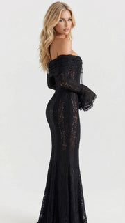 Rebekah Lace Off-Shoulder Maxi Dress Black view 2