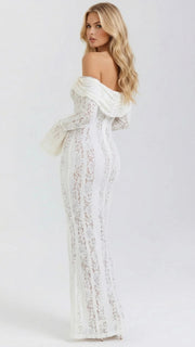Rebekah Lace Off-Shoulder Maxi Dress White view 3