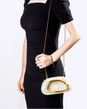 Rosa Marbled Acrylic Clutch Bag Ivory view 3