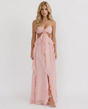 Roselyn Floral Ruffle Cutout Maxi Dress Pink view 2