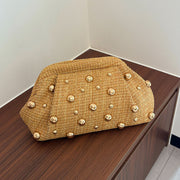 Rowana Woven Studded Clutch Crossbody Bag Khaki view 4