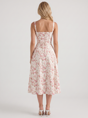 Sabine Toile Print Puff Sleeve Midi Dress Light Pink view 5