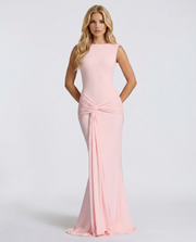Sakura Twist Knot Bodycon Mermaid Maxi Dress Pink view 1