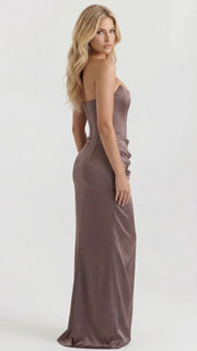 Scarlet Corset Strapless Maxi Dress Brown view 3