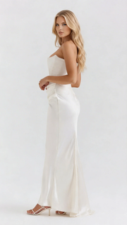 Scarlet Corset Strapless Maxi Dress White view 5