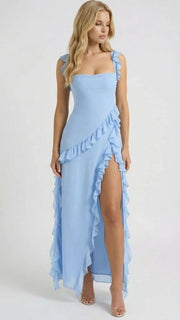 Scarlet Ruffle Maxi Dress Light Blue view 3