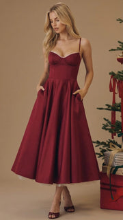 Selene Sweetheart Midi Dress Burgundy view 4