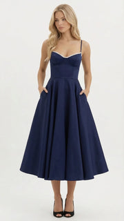 Selene Sweetheart Midi Dress Navy view 3