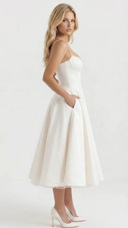 Selene Sweetheart Midi Dress White view 2