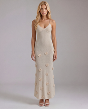 Suki Satin Slip Maxi Dress Beige view 1