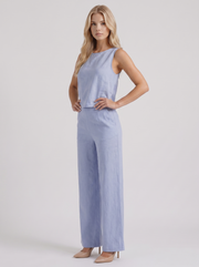 Vale Linen Pants Set Blue view 3