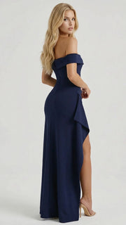 Valentina Ruched Maxi Dress Navy view 3