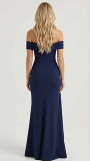 Valentina Ruched Maxi Dress Navy view 4