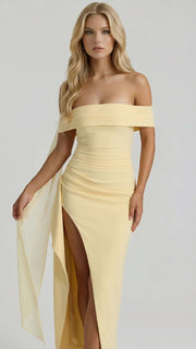 Valentina Ruched Maxi Dress Yellow view 2