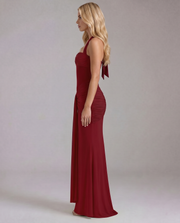 Victoria Ruched Maxi Dress Red view 3