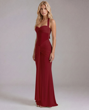 Victoria Ruched Maxi Dress Red view 4