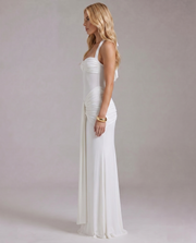 Victoria Ruched Maxi Dress White view 3