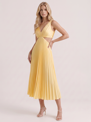 Zara Cutout Midi Dress Yellow view 3