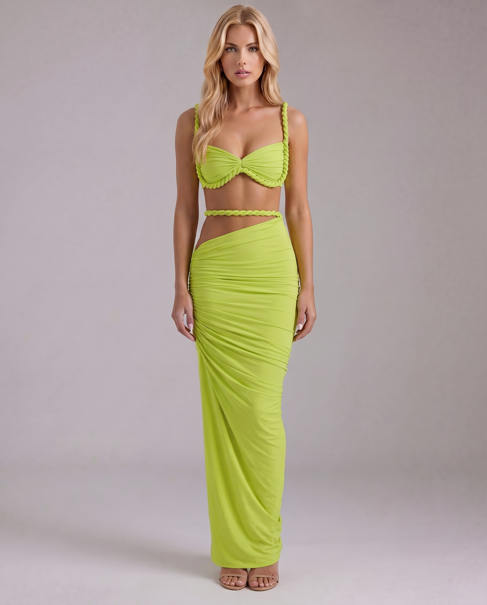 Zendeya Satin Slip Maxi Dress Green
