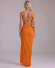 Zendeya Satin Slip Maxi Dress Orange view 4
