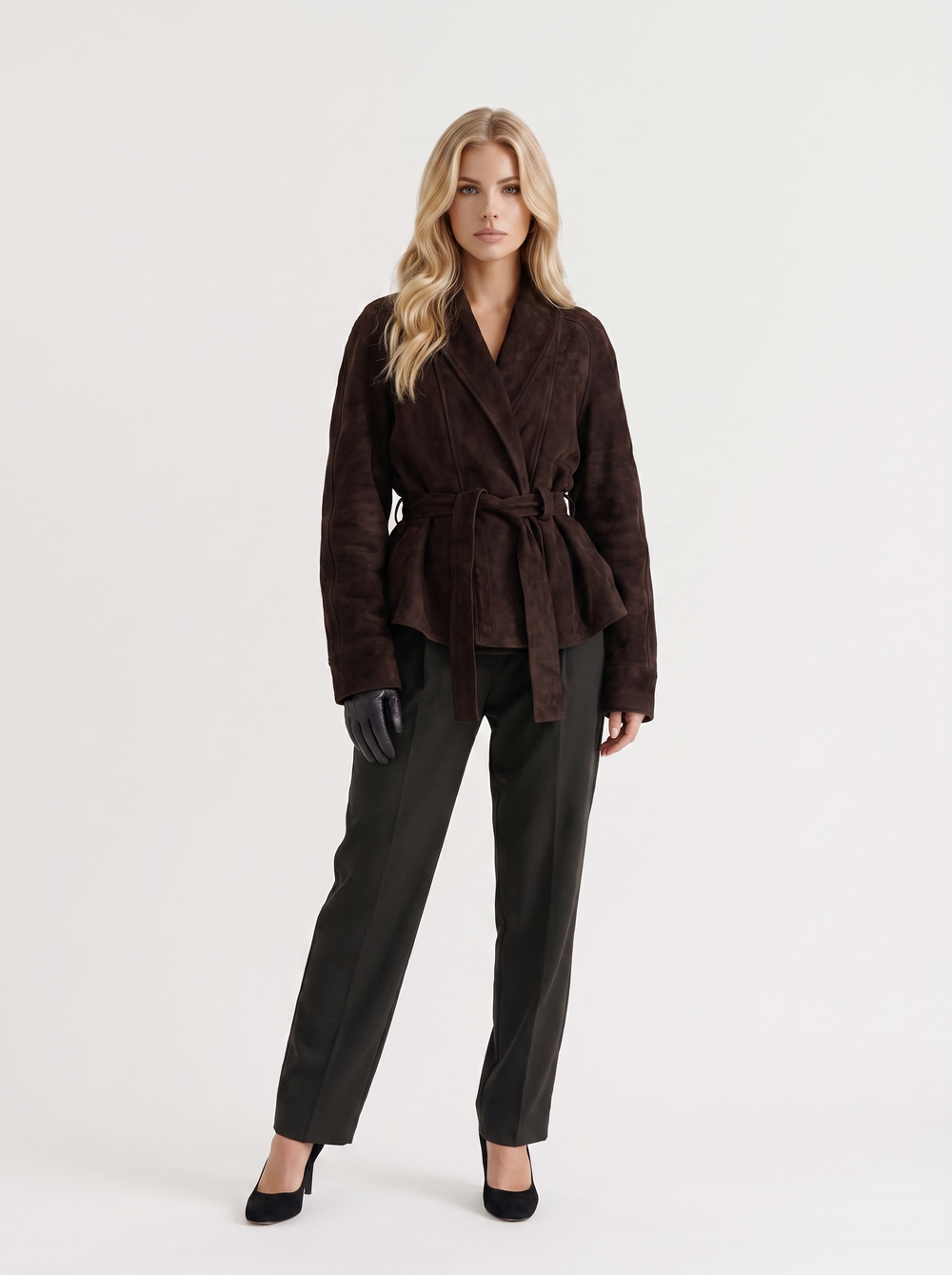 Hattie Shawl Jacket Dark Brown