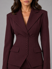 Women’s Tailored Two-Piece Suit – Cinched Waist & Wide-Leg Trousers view 3