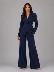 Women’s Tailored Two-Piece Suit – Cinched Waist & Wide-Leg Trousers view 6