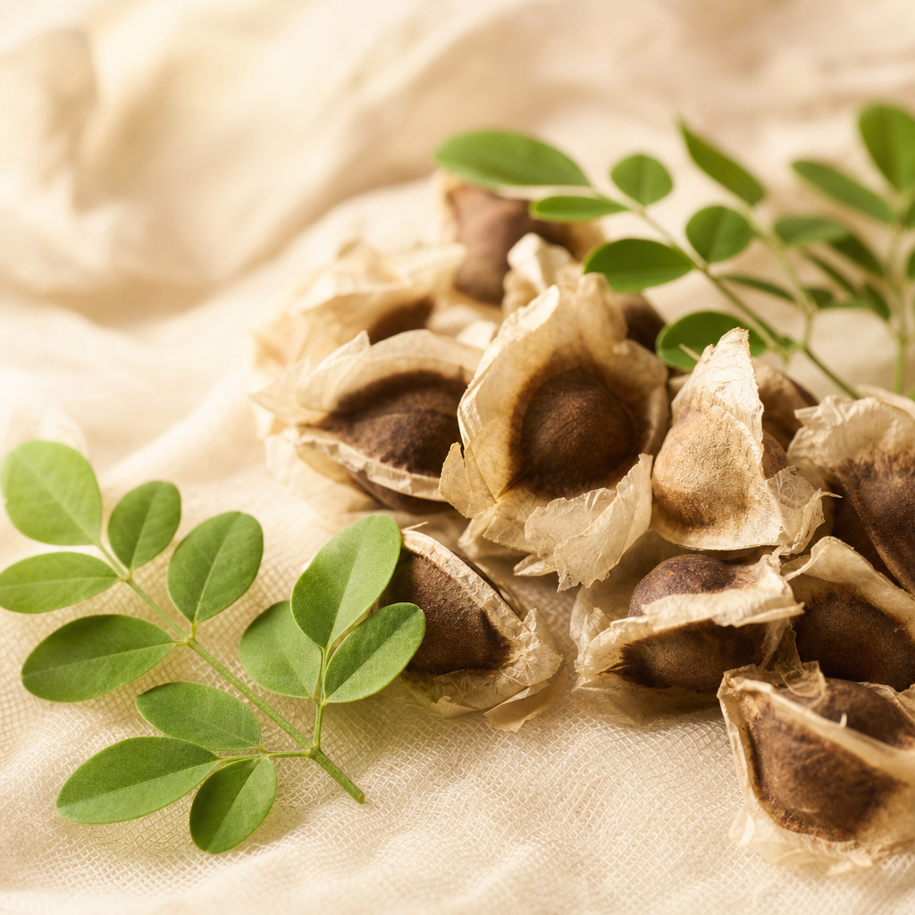 Moringa seeds and leaves