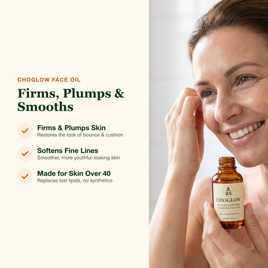 Choglow anti-aging face oil firms plumps and smooths fine lines over 40
