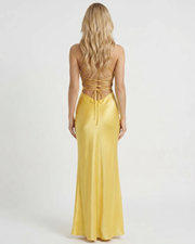 Adriana Satin Slip Maxi Dress Yellow view 3