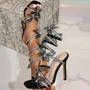 Alexis Butterfly Wrap Strap Stiletto Heeled Sandals Black view 3