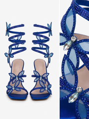 Alexis Butterfly Wrap Strap Stiletto Heeled Sandals Blue view 3