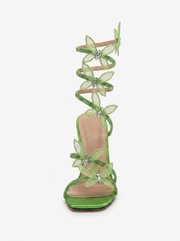 Alexis Butterfly Wrap Strap Stiletto Heeled Sandals Green view 2