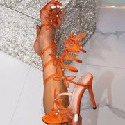 Alexis Butterfly Wrap Strap Stiletto Heeled Sandals Orange view 2