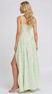 Amelia Lace Slit Maxi Dress Green view 4