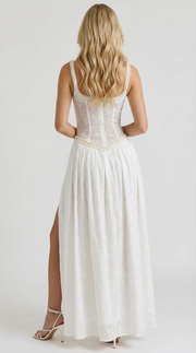 Amelia Lace Slit Maxi Dress White view 5