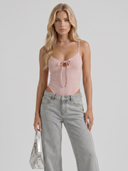 Amelie Bow Detail Wide Leg Jeans Blue view 2