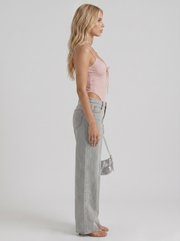 Amelie Bow Detail Wide Leg Jeans Blue view 4