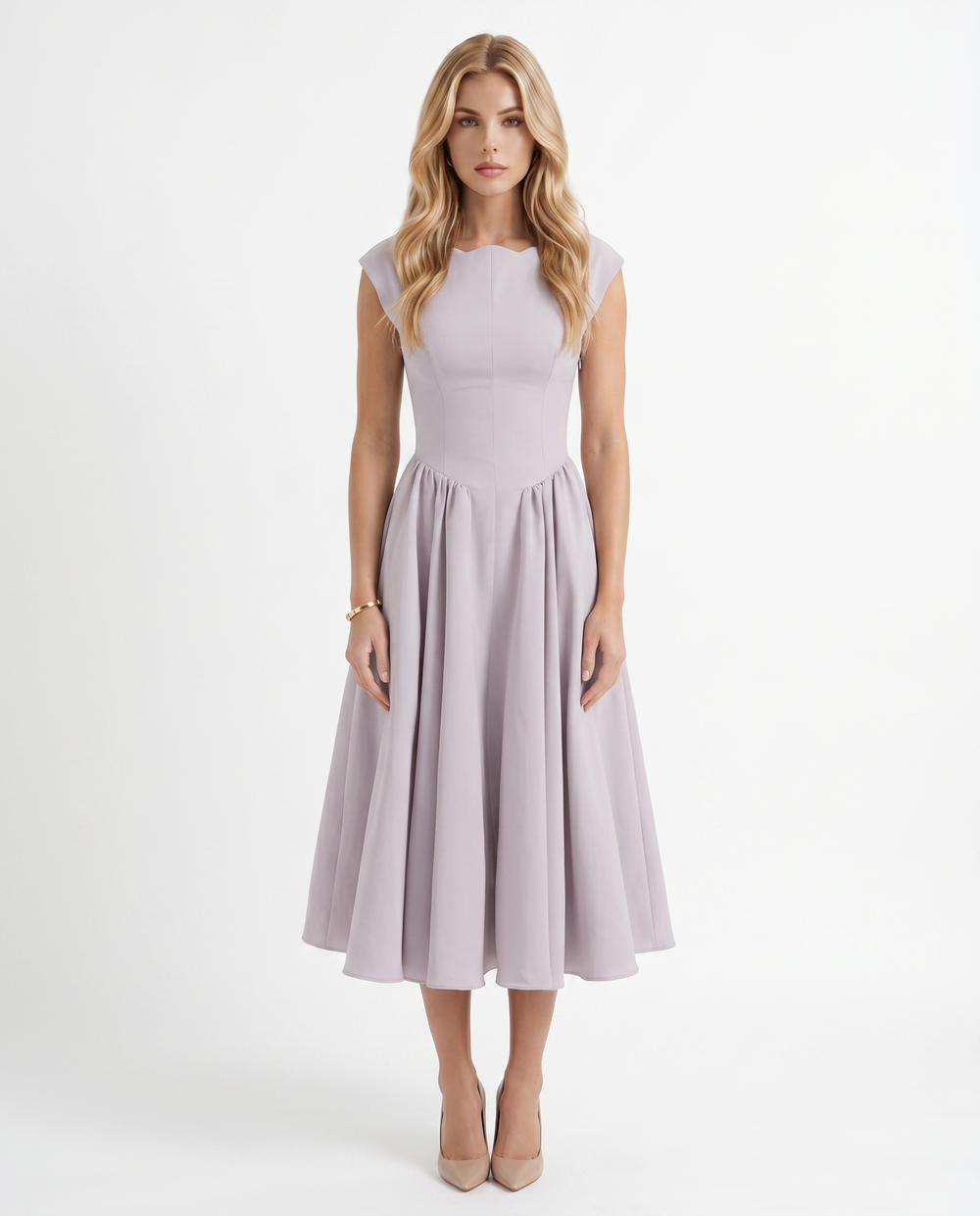 Anna Flare Midi Dress Lavender