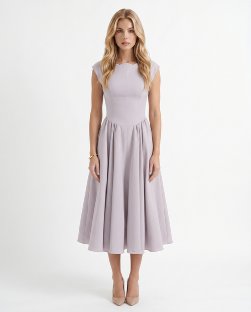 Anna Flare Midi Dress Lavender